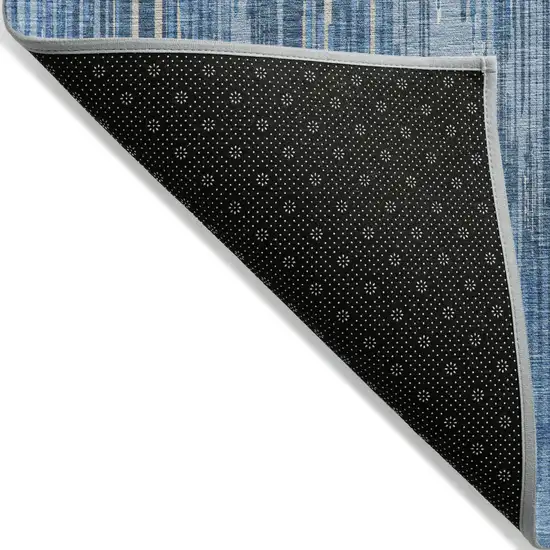 Blue And Ivory Striped Washable Indoor Outdoor Area Rug Photo 4