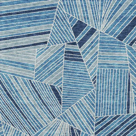 Blue And Teal Blue Geometric Washable Indoor Outdoor Area Rug Photo 6