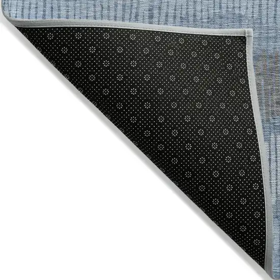 Blue Black And Gray Striped Washable Indoor Outdoor Area Rug Photo 4