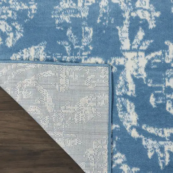 Blue Damask Power Loom Area Rug Photo 7