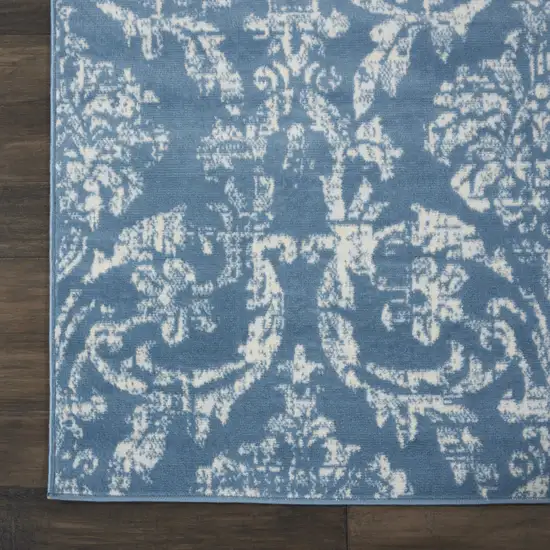 Blue Damask Power Loom Area Rug Photo 8