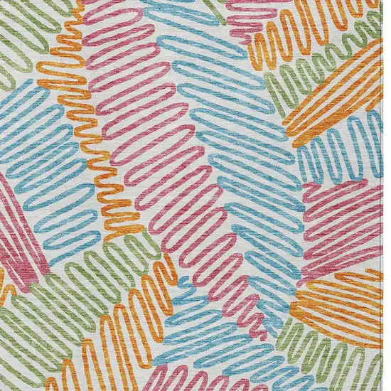 Blue Green And Pink Floral Washable Indoor Outdoor Area Rug Photo 7