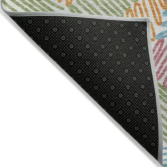 Blue Green And Pink Floral Washable Indoor Outdoor Area Rug Photo 6