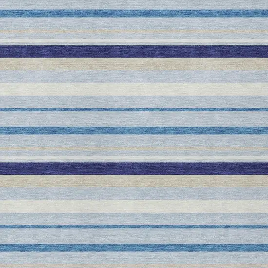 Blue Purple And Gray Striped Washable Indoor Outdoor Area Rug Photo 7