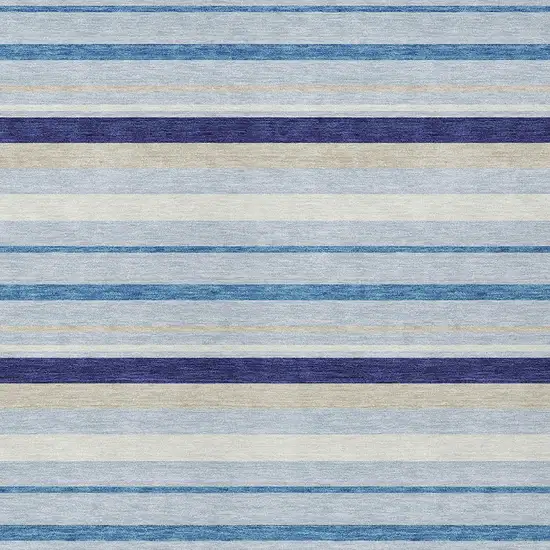 Blue Purple And Gray Striped Washable Indoor Outdoor Area Rug Photo 7