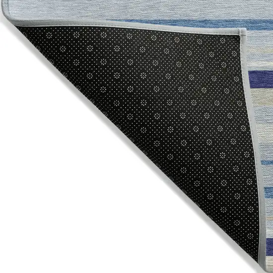 Blue Purple And Gray Striped Washable Indoor Outdoor Area Rug Photo 4
