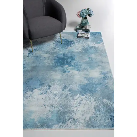 Blue White Abstract Sky Area Rug Photo 7