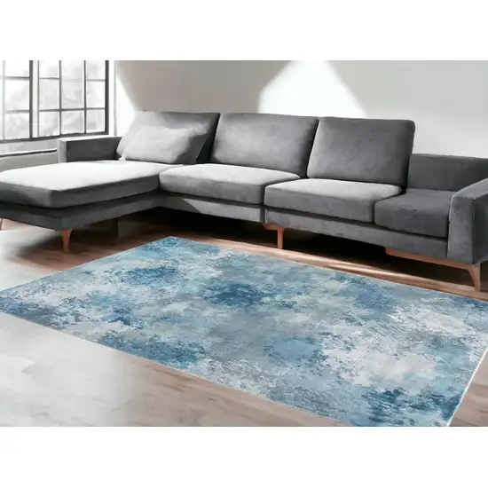 Blue Abstract Dhurrie Area Rug Photo 1