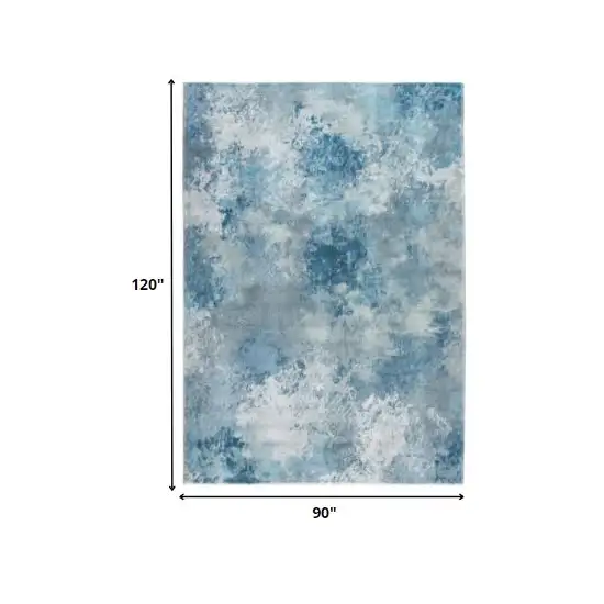 Blue White Abstract Sky Area Rug Photo 5