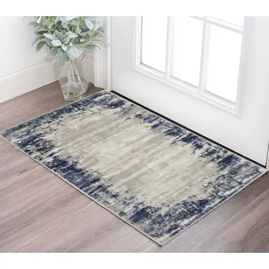 Blue and Gray Abstract Area Rug Photo 1