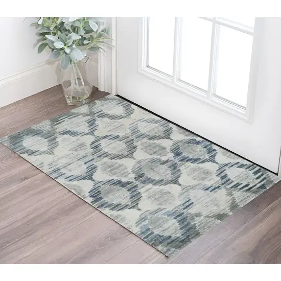 Blue and Ivory Geometric Area Rug Photo 1