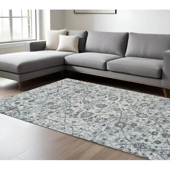 Charcoal and Gray Oriental Power Loom Area Rug Photo 1