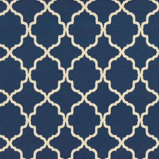 Blue and Ivory Trellis Indoor Outdoor Area Rug Photo 4