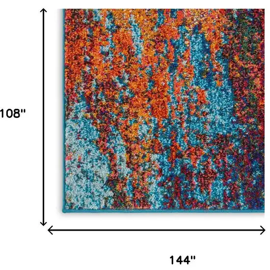 Blue and Orange Abstract Power Loom Area Rug Photo 8