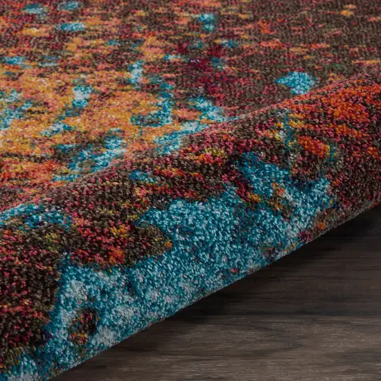Blue and Orange Abstract Power Loom Area Rug Photo 7