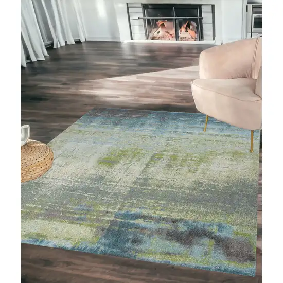 Blue Or Green Abstract Indoor Area Rug Photo 1