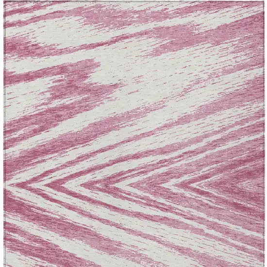 Blush And Ivory Abstract Washable Indoor Outdoor Area Rug Photo 7