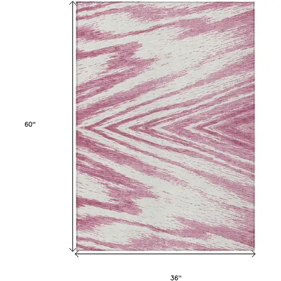 Blush And Ivory Abstract Washable Indoor Outdoor Area Rug Photo 3