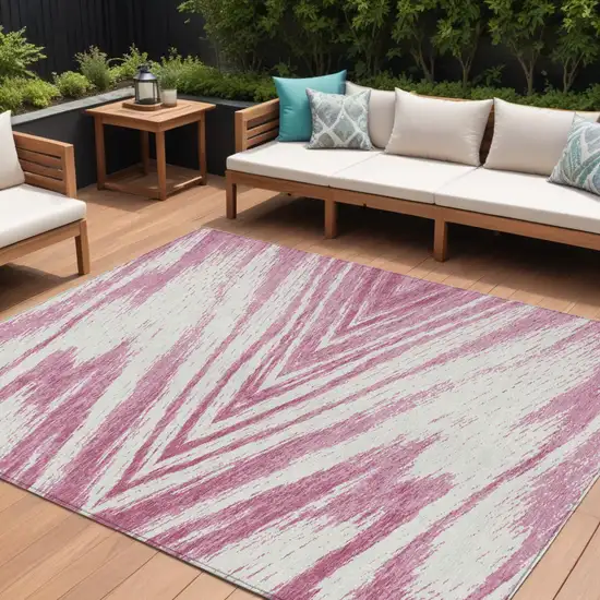 Blush And Ivory Abstract Washable Indoor Outdoor Area Rug Photo 1