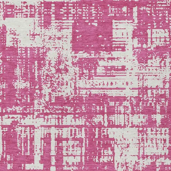 Blush And Ivory Abstract Washable Indoor Outdoor Area Rug Photo 5