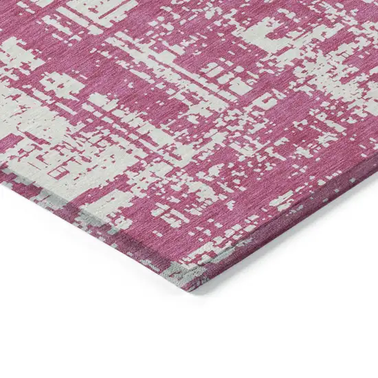 Blush And Ivory Abstract Washable Indoor Outdoor Area Rug Photo 4