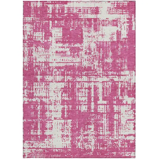Blush And Ivory Abstract Washable Indoor Outdoor Area Rug Photo 5