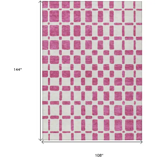 Blush And Ivory Geometric Washable Indoor Outdoor Area Rug Photo 3