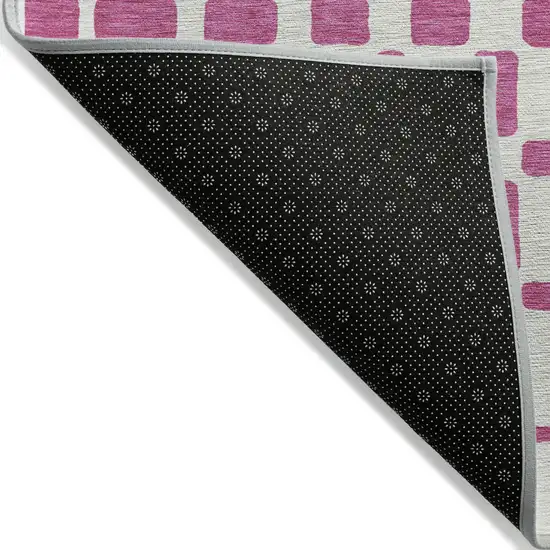 Blush And Ivory Geometric Washable Indoor Outdoor Area Rug Photo 4