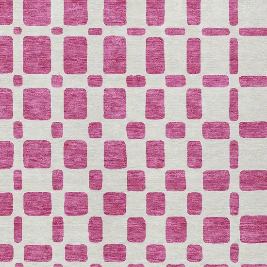 Blush And Ivory Geometric Washable Indoor Outdoor Area Rug Photo 7