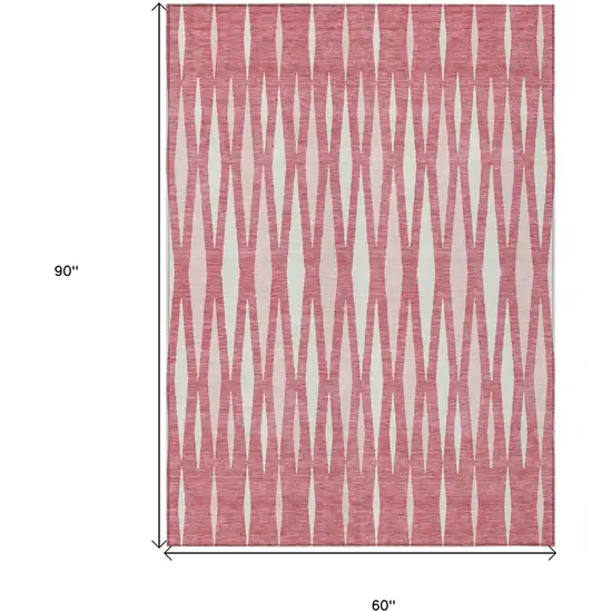 Blush And Ivory Geometric Washable Indoor Outdoor Area Rug Photo 3