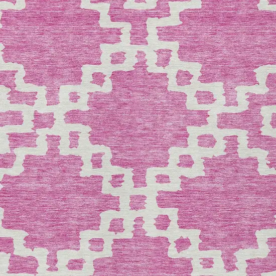 Blush And Ivory Geometric Washable Indoor Outdoor Area Rug Photo 6