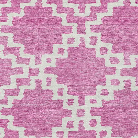 Blush And Ivory Geometric Washable Indoor Outdoor Area Rug Photo 6