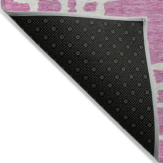 Blush And Ivory Geometric Washable Indoor Outdoor Area Rug Photo 4