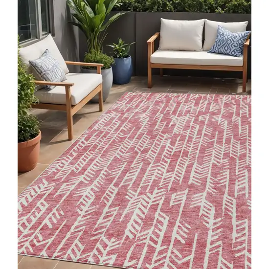 Blush And Ivory Tribal Washable Indoor Outdoor Area Rug Photo 1