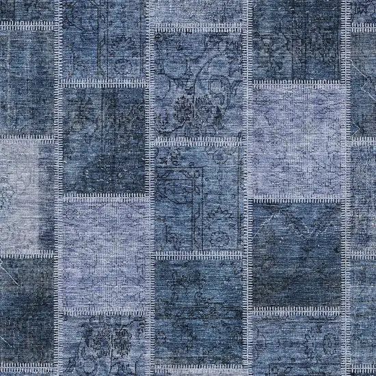 Blush Denim Blue And Sky Blue Patchwork Washable Indoor Outdoor Area Rug Photo 6