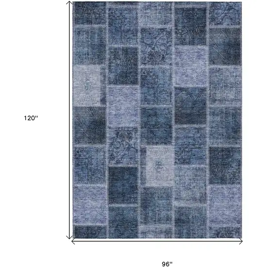 Blush Denim Blue And Sky Blue Patchwork Washable Indoor Outdoor Area Rug Photo 3