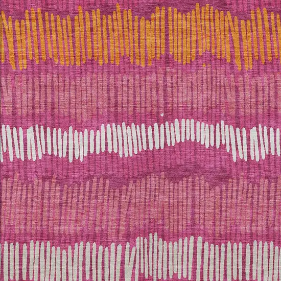 Blush Ivory And Brown Striped Washable Indoor Outdoor Area Rug Photo 7