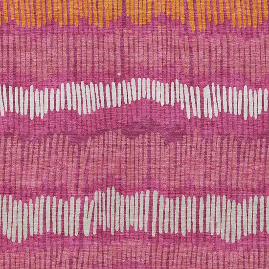 Blush Ivory And Brown Striped Washable Indoor Outdoor Area Rug Photo 7