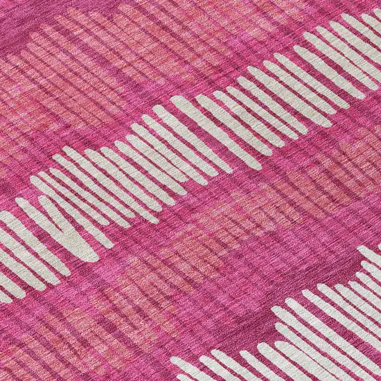 Blush Ivory And Brown Striped Washable Indoor Outdoor Area Rug Photo 6