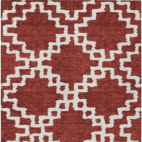 Brick Red And Ivory Geometric Washable Indoor Outdoor Area Rug Photo 8