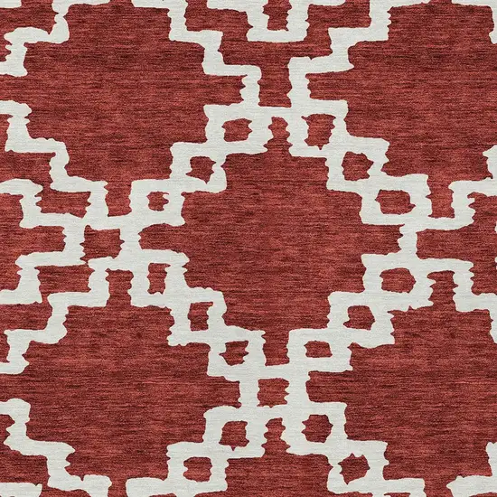 Brick Red And Ivory Geometric Washable Indoor Outdoor Area Rug Photo 6