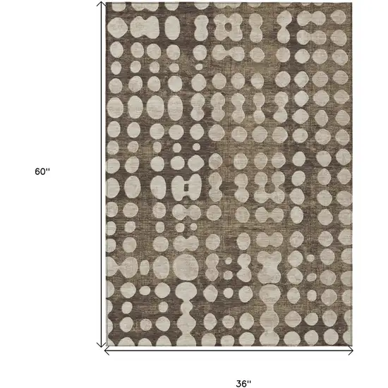 Brown And Beige Abstract Washable Indoor Outdoor Area Rug Photo 3