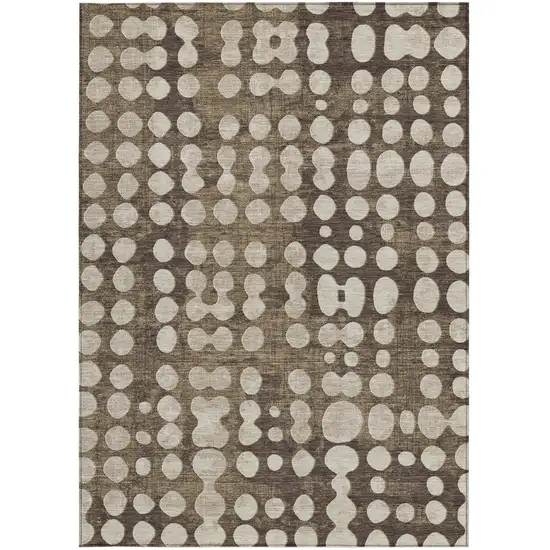 Brown And Beige Abstract Washable Indoor Outdoor Area Rug Photo 7