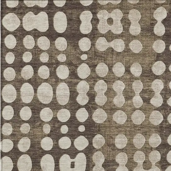 Brown And Beige Abstract Washable Indoor Outdoor Area Rug Photo 6