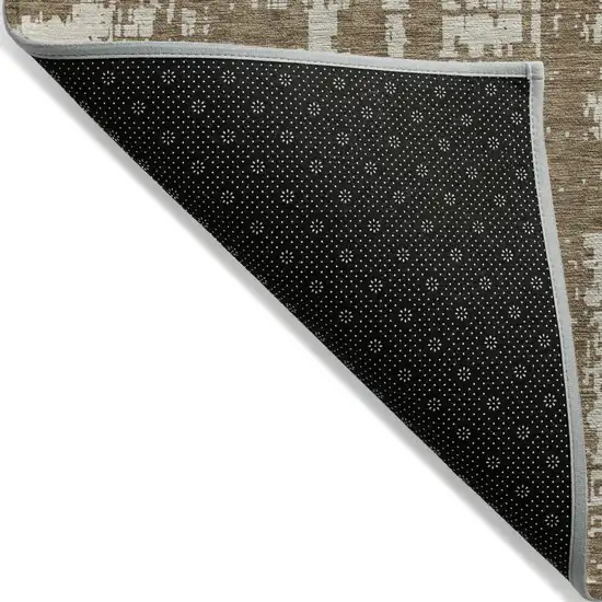 Brown And Beige Abstract Washable Indoor Outdoor Area Rug Photo 4