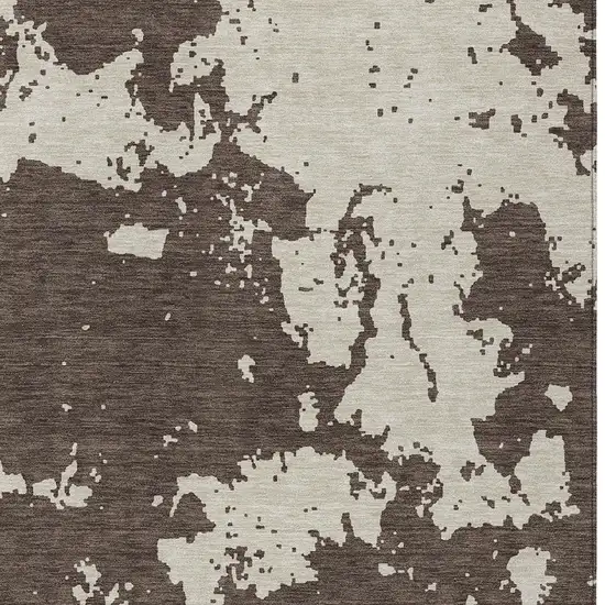 Brown And Beige Abstract Washable Indoor Outdoor Area Rug Photo 6