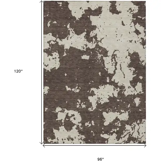 Brown And Beige Abstract Washable Indoor Outdoor Area Rug Photo 3