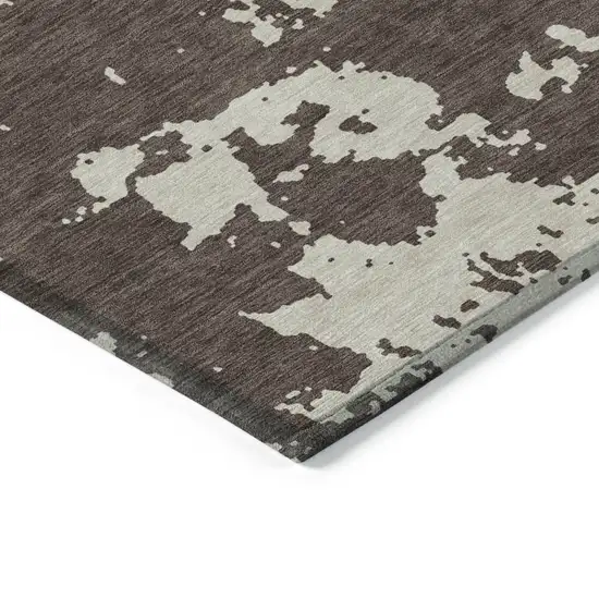 Brown And Beige Abstract Washable Indoor Outdoor Area Rug Photo 4