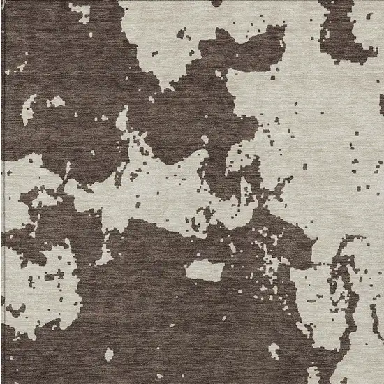 Brown And Beige Abstract Washable Indoor Outdoor Area Rug Photo 6