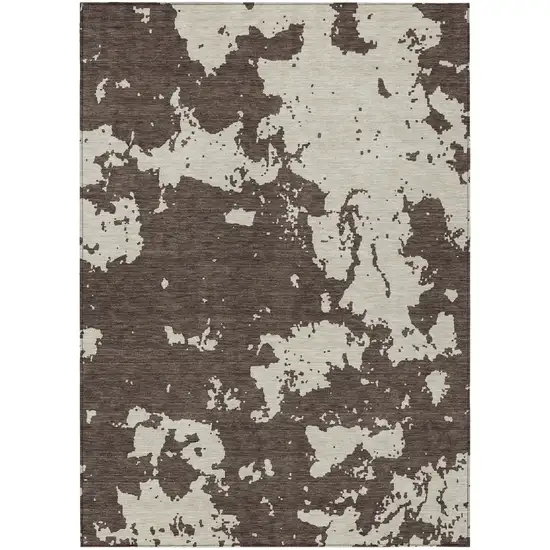 Brown And Beige Abstract Washable Indoor Outdoor Area Rug Photo 2